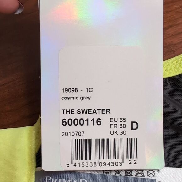 Prima Donna Sport The Sweater Gray Yellow Wired Sports Bra UK 30D NWT - Picture 7 of 12